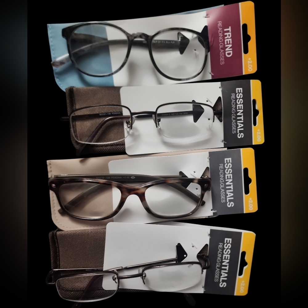 Bundle Of 4 NWT +2.00 Essentials and Trend Reading Glasses